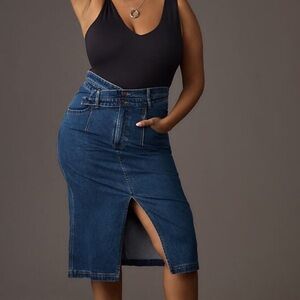 Anthropologie Pilcro Arden Double Waist Denim Skirt Jean Size 20W midi
